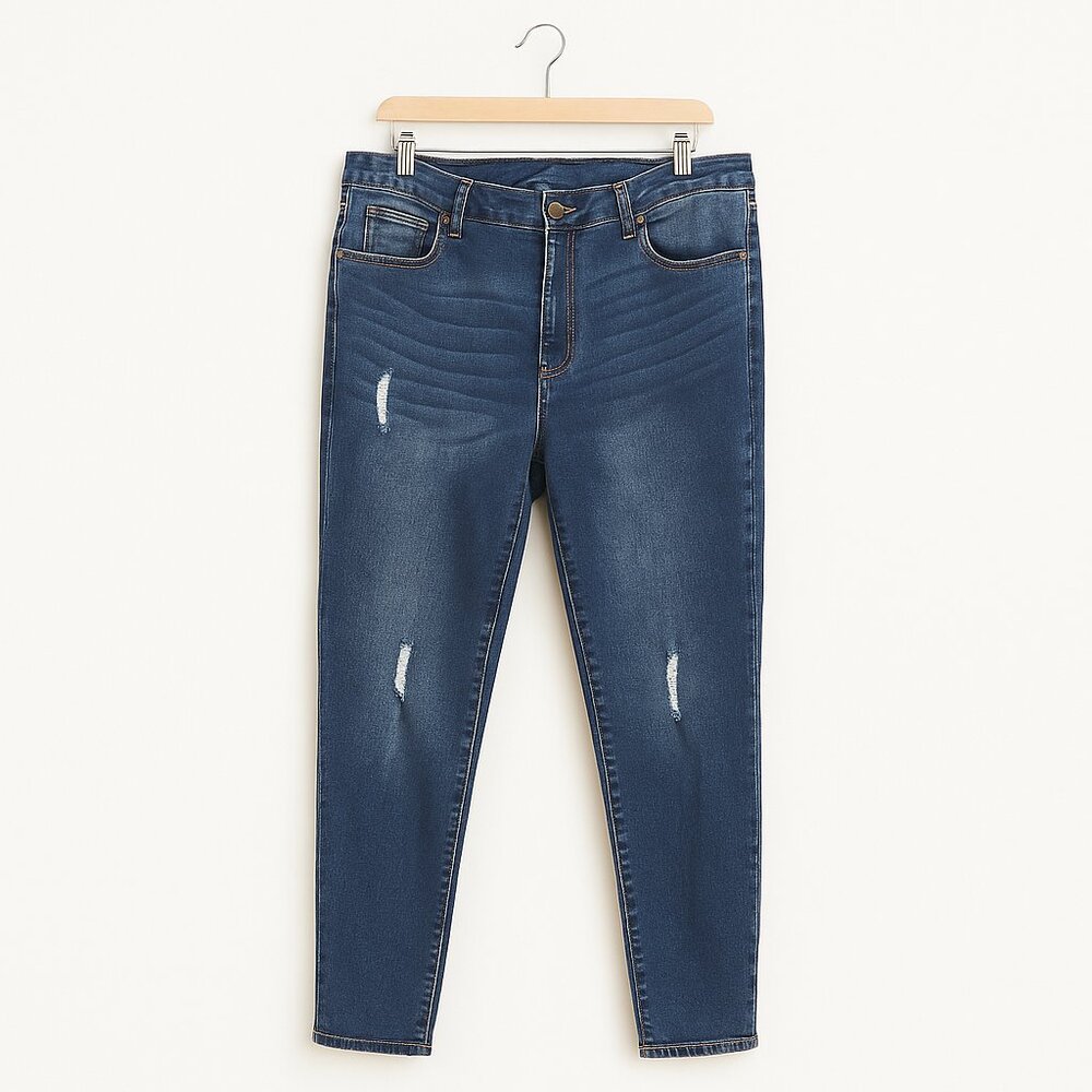 LOVE & LEGEND | Dark Blue Distressed Women Jeans - Size 16 21 41